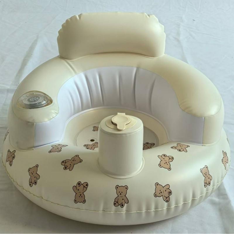 Inflatable Baby Sofa Infants - Soft PVC Lounge Chair With Auto Inflate Bear/Giraffe/Tulip Designs 52x45x35cm
