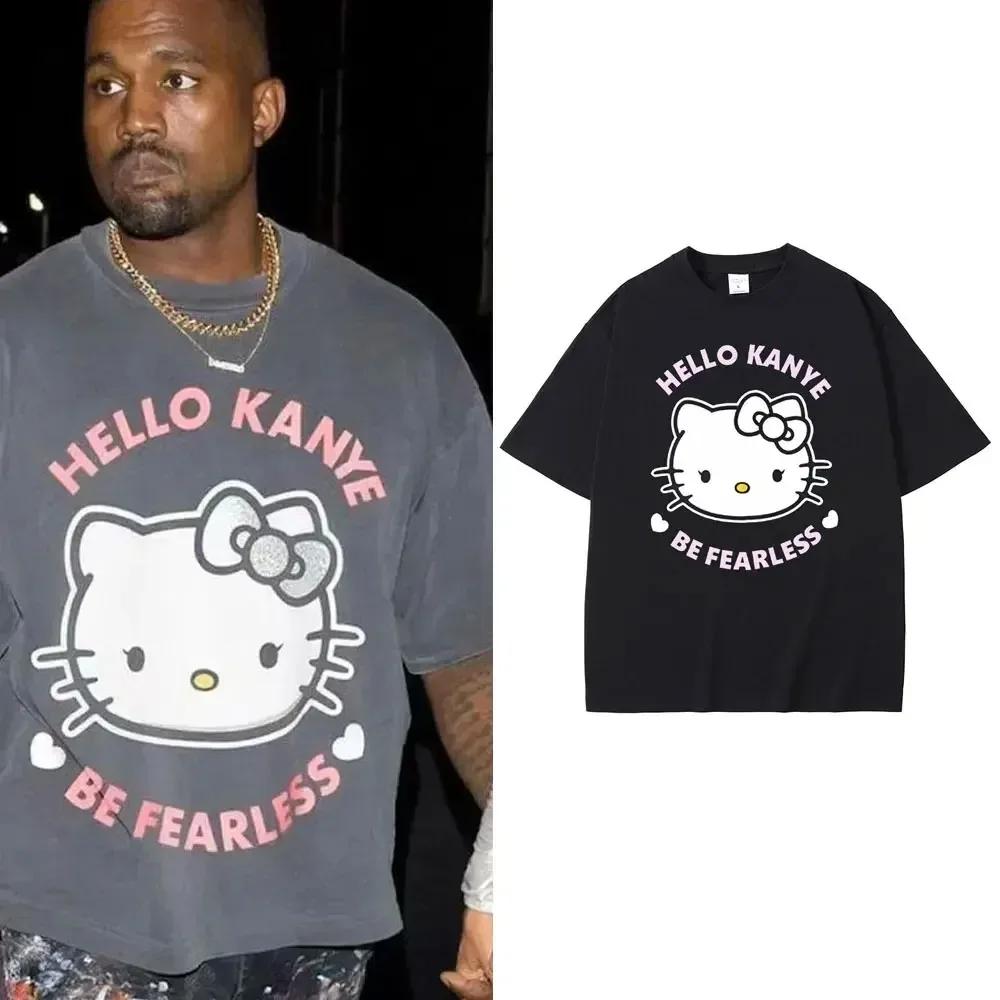 Nejznámější tričko Kanye West Campus pro unisex a ženy Bavlna s potiskem pro ženy Sportovní rukáv pro letní oversized topy
