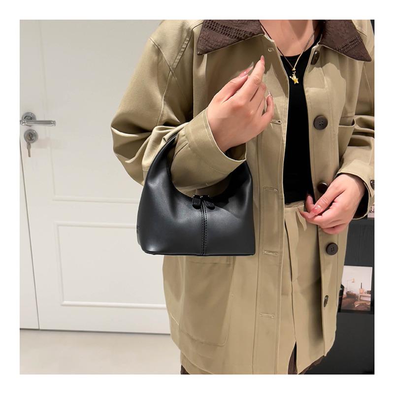 New Vintage Faux Leather Shoulder Bag, Small Dumpling Crossbody Purse, Soft Handbag with Zipper Closure
