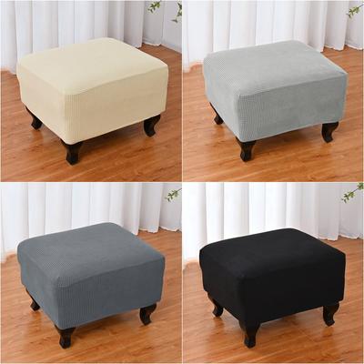 Funda para reposapiés de lana Polar de gran tamaño, funda otomana de LICRA elástica duradera, funda para taburete de Color sólido para sala de estar y hogar