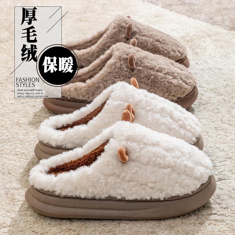 Cotton shoe bag heel winter 2025 new thick-soled indoor home thermal non-slip plush cotton shoes