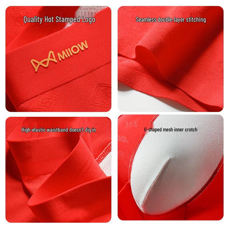 MIIOW 2025 Red Modal Seamless Boxer Briefs 3-Pack