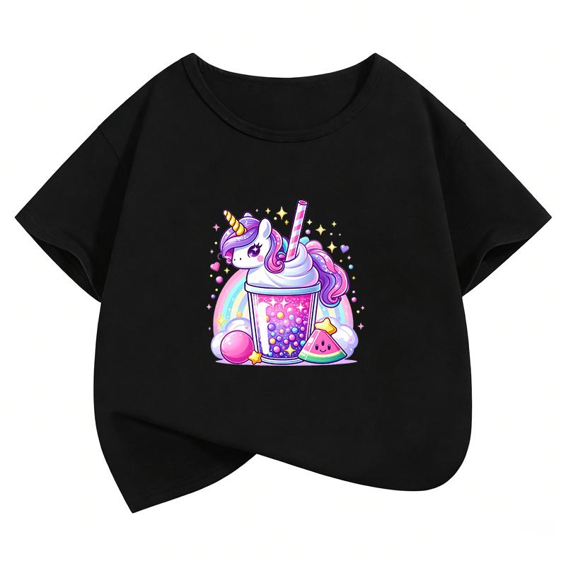 2026 Summer Spring Kawaii Unicorn T Shirts Funny Manga Kids Childrens Tshirt Short Sleeve Boys Girls Casual Top Tee
