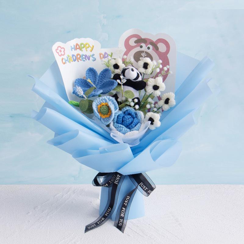 Hand-Knitted Rose Yarn Bouquet - Perfect Birthday or Festival Gift for Friends and Teachers
