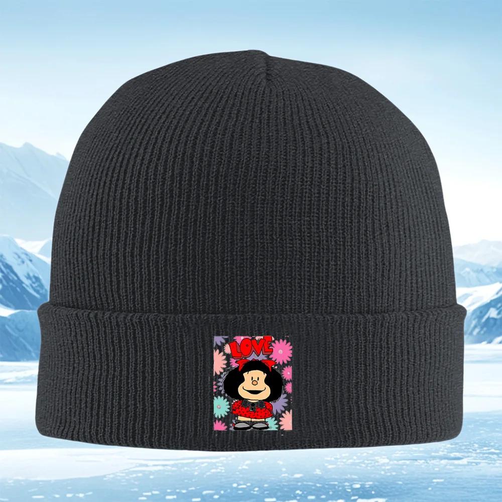 Cute Character Love with Flower Design Unisex Women Unisex Knitted Hat Beanie Pullover Cap Winter Thermal Warm Christmas Outdoor Cy