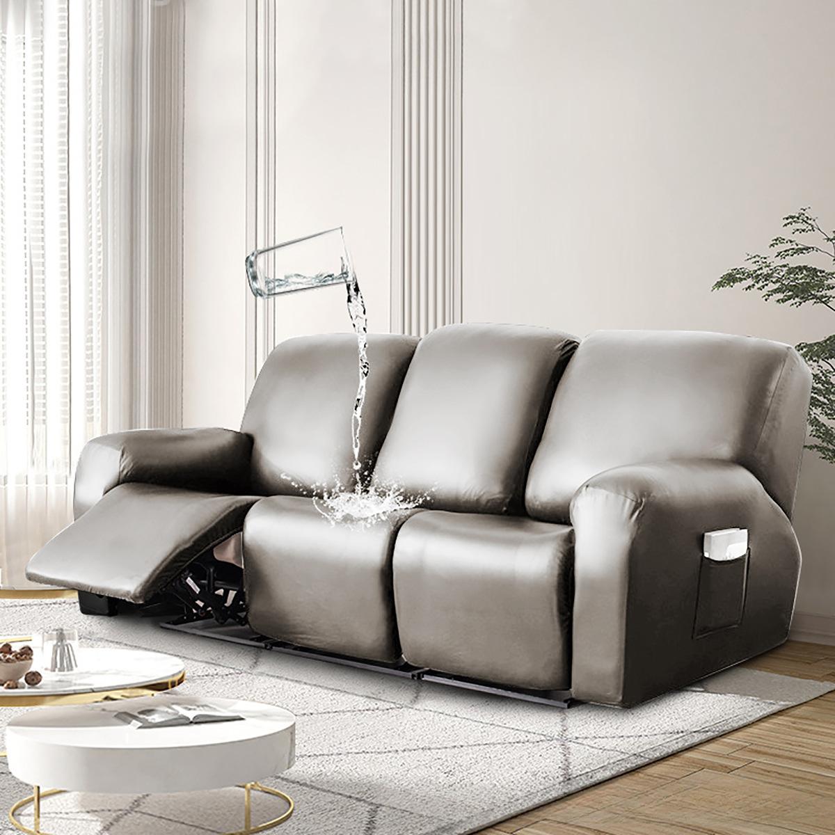 

Водонепроницаемый чехол для подушки на сиденье дивана из искусственной кожи, защита для мебели для домашних животных, съемный моющийся чехол Single Seat светло-серый