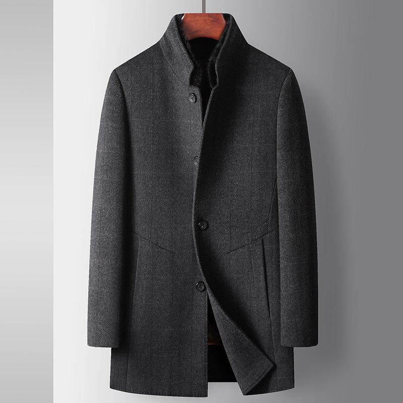 

Осенне-зимняя норковая куртка-стойка с подкладкой из пуха и меха норки для среднего возраста, теплая двусторонняя шерстяная куртка для бизнеса 175