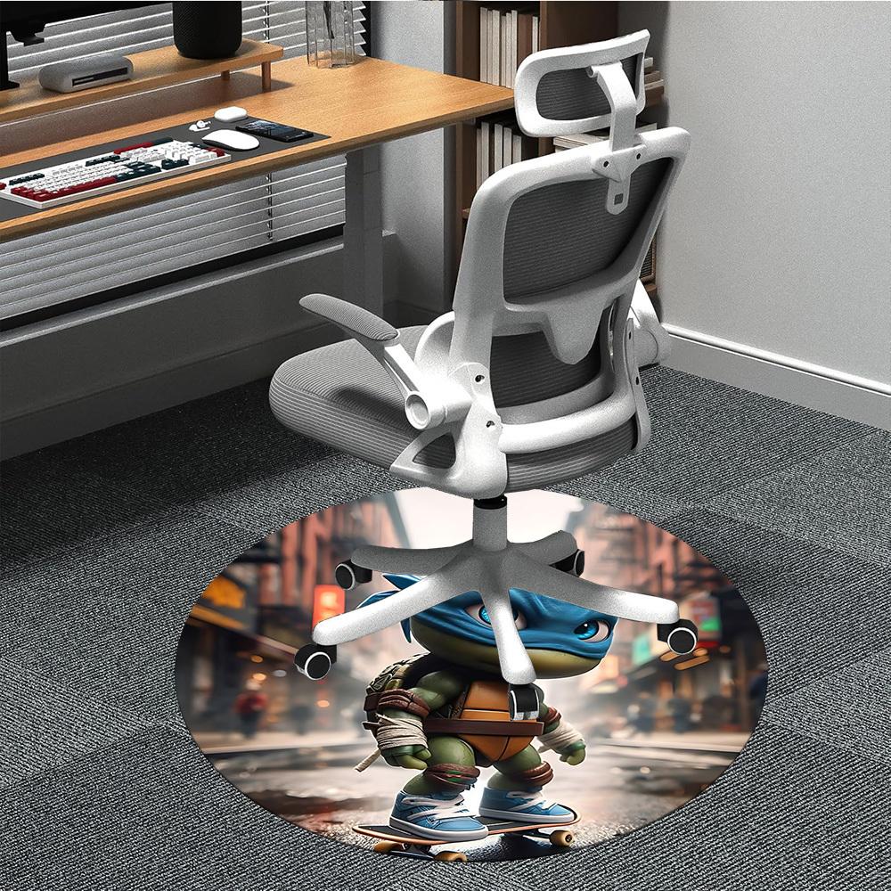 1pc Ninja Turtles Chair Carpet for Office Non-Slip, Soft & Comfortable, Carpet for Office, Gaming, Lightweight Round Floor Mat