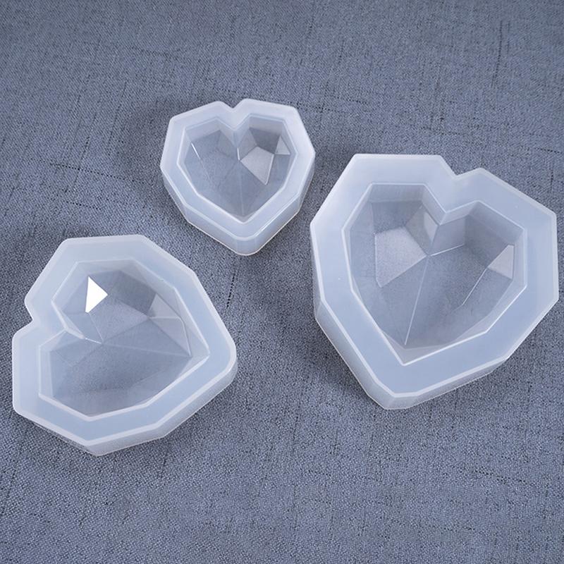 1Pcs 3D Love Heart Design Silicone Cake Mold Diamond Soap Moulds Decorating Tool