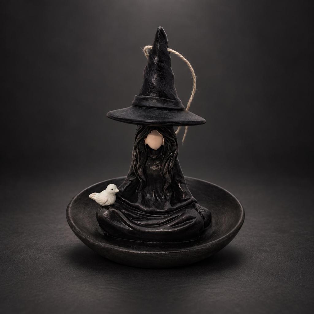 Witch Hanging Bird Feeder with Tray Whimsical for Wildlife Watching