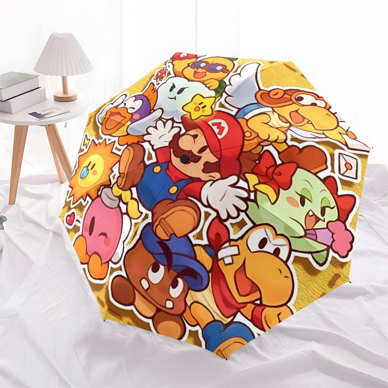 1pc Mario Characters Automatic Open/close Folding Portable Umbrella with 8-Rib Structure for Women/Men, All-Season Use 124