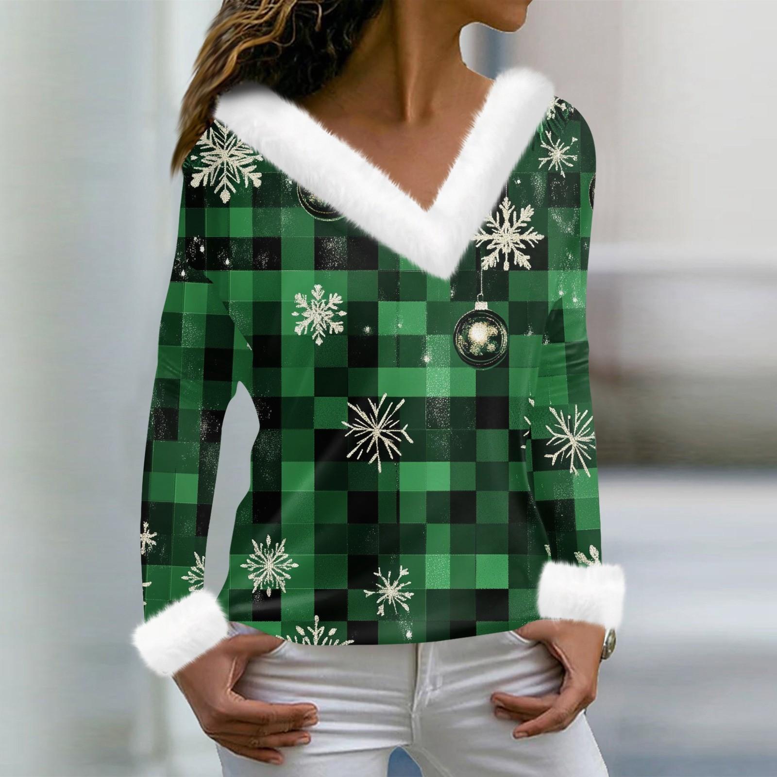 

Женская футболка с принтом, футболка с длинным рукавом, флисовый воротник, V-образный вырез, пуловер, футболка, топ L