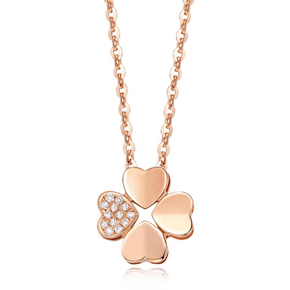 18K Rose Gold Quadrilobe Necklace Female 925 Silver Gold Clavicle Chain Pendant Necklace Jewelry
