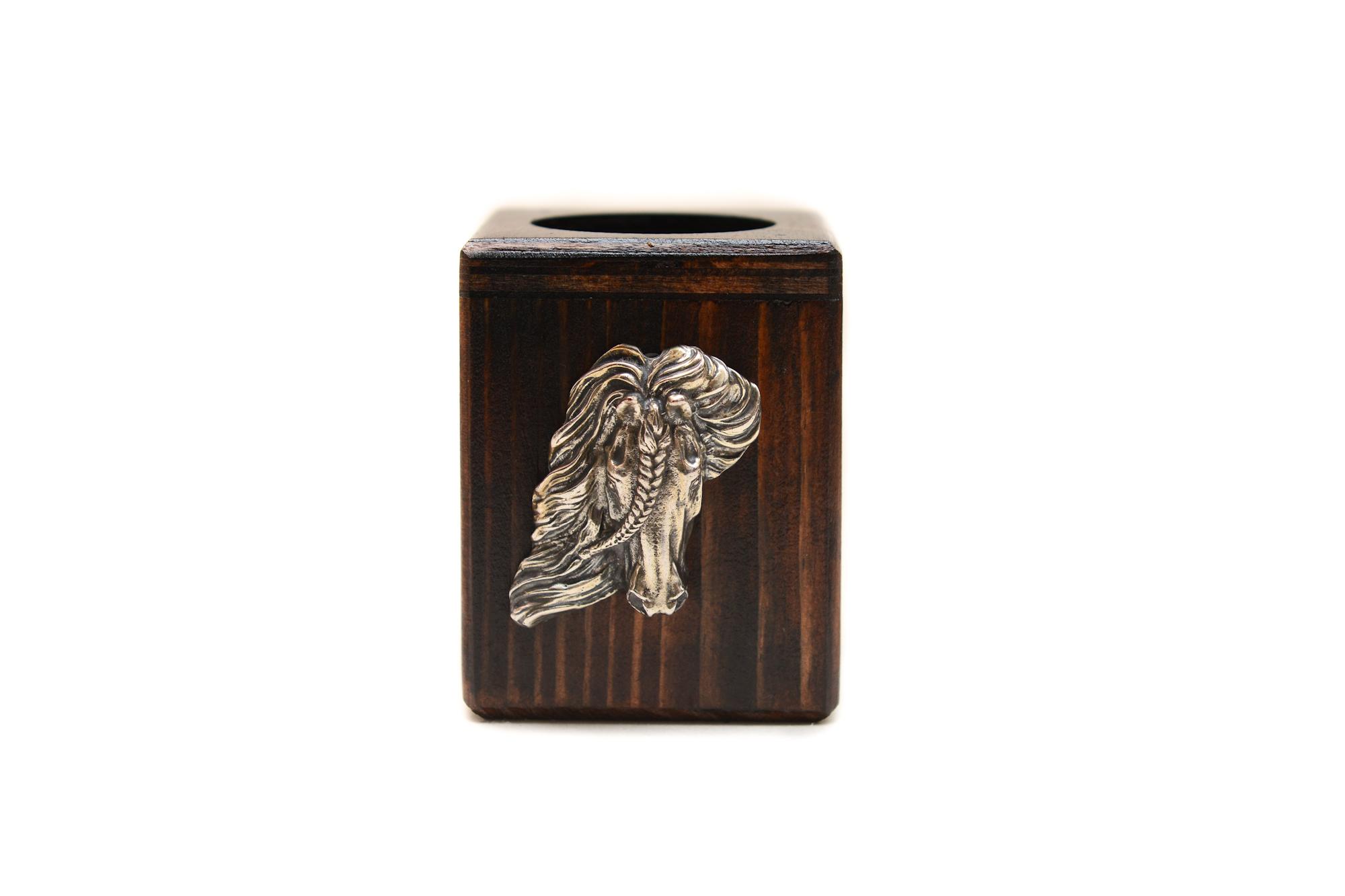 

Friesian horse I - wooden candlestick with a horse, a unique keepsake after the loss of a dog, handmade by Art-Dog коричневий