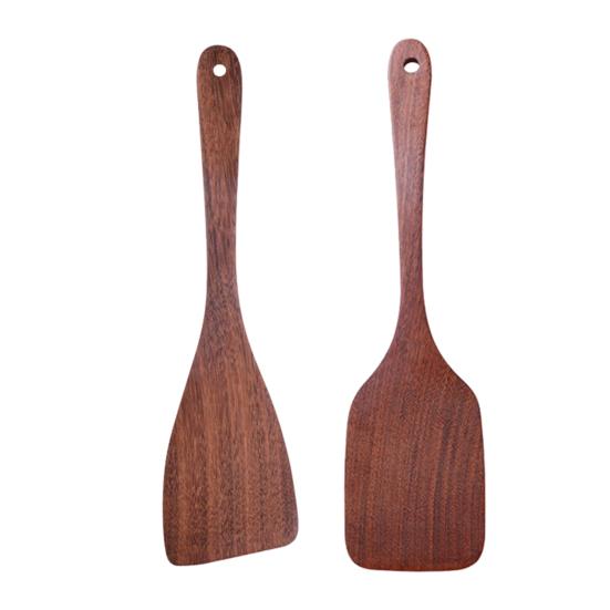 2Pcs Wooden Spatulas Square Diagonal Spatula Set for Cooking Stirring Wok Spatula Kitchen Turner Angled Flat Spatula