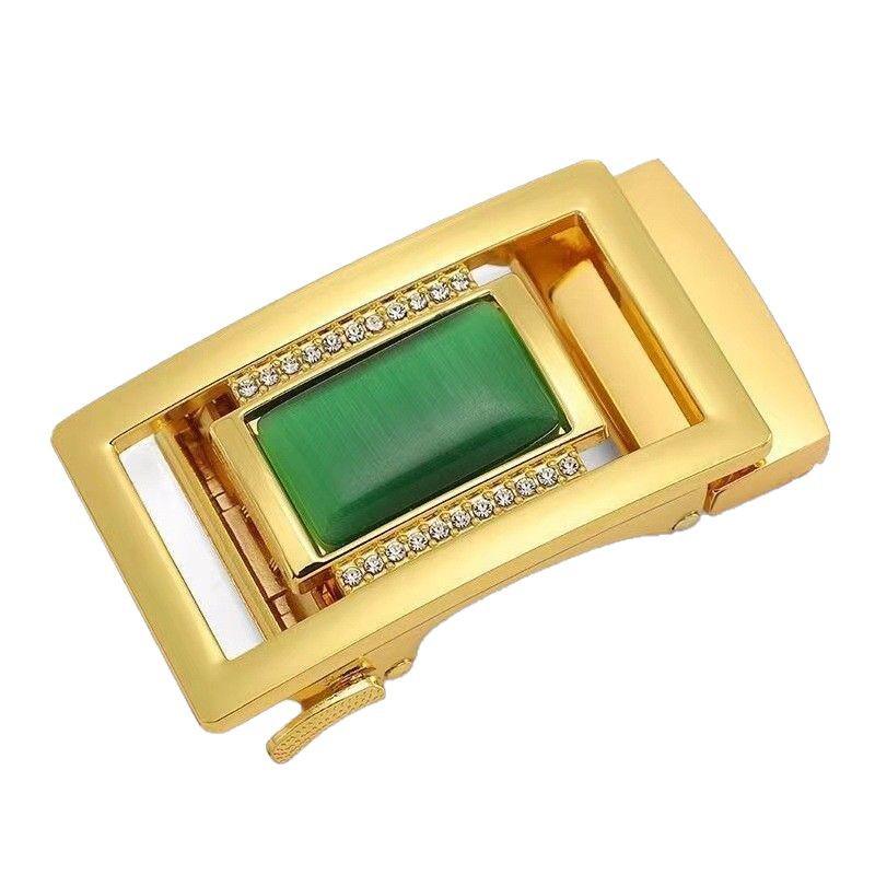 Agate Gemstone Rhinestone Automatic Belt Buckle, 3.5mm Inlaid, Single Head for Pants