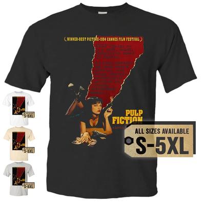 PULP FICTION T-shirt Tee V8 Film Poster Vintage Natuurlijk Zwart Wit S tot 5XL