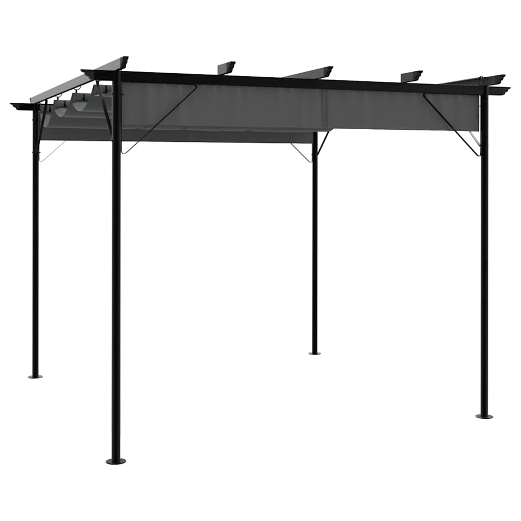 Pergola with Retractable Roof Anthracite Grey 3x3 M Steel Frame 180 G M²