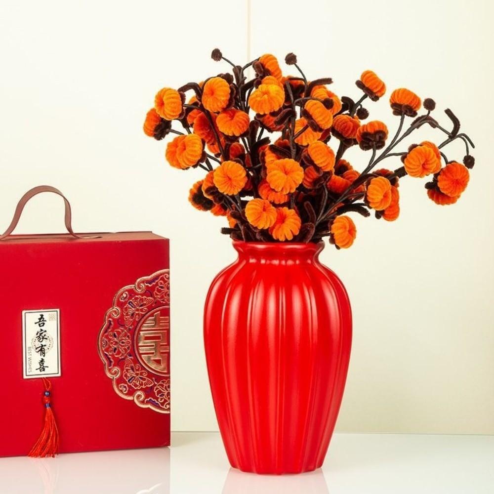 Plastik-Blumenvase Imitation Keramik Haushalts-Blumentopf Einfarbig Wohnzimmerdekoration Blumenarrangement-Behälter