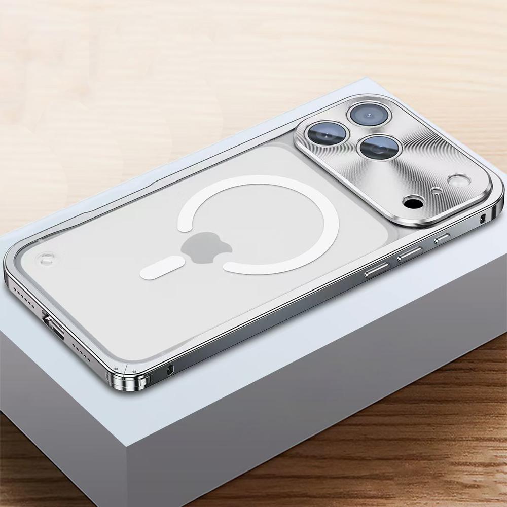 Luxury Metal Magnetic Phone Case For iPhone 17 16 15 14 13 12 Pro Max For Magsafe Wireless Charging Full Lens Protection Shockproof Cover