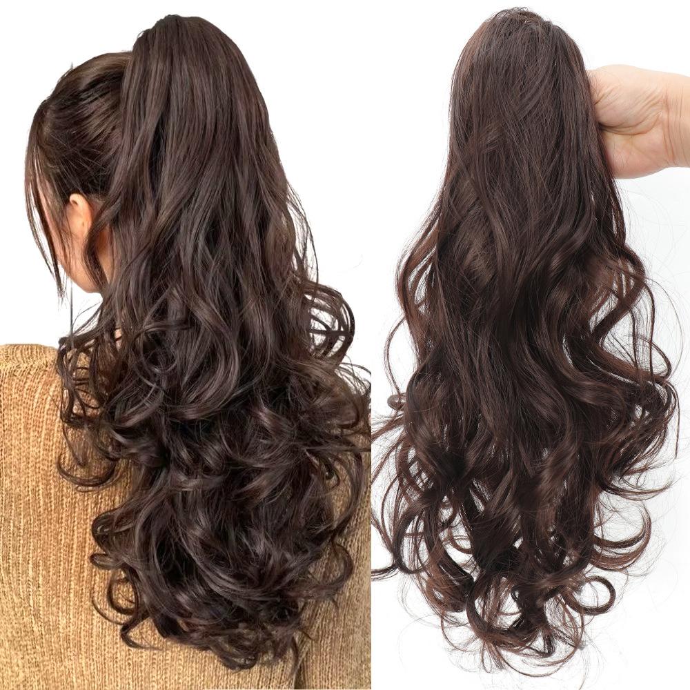 Damski duży klips do drapania fala długi kucyk kręcone włosy 18 calowa peruka