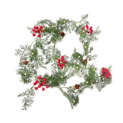 Christmas Garland with Lights Decorative LED Lighted Greenery Pine Garland for Indoor Outdoor