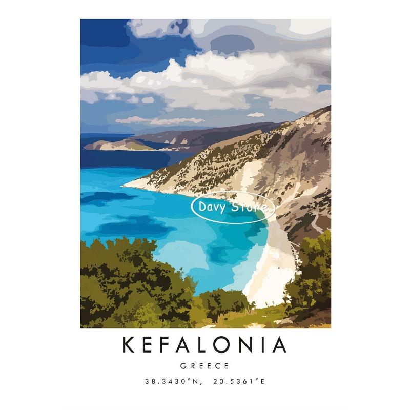 Greece Italy Brazil Spain New York Travel Landscape Poster Print Canvas Painting Wall Art Picture for Living Room Home Decor