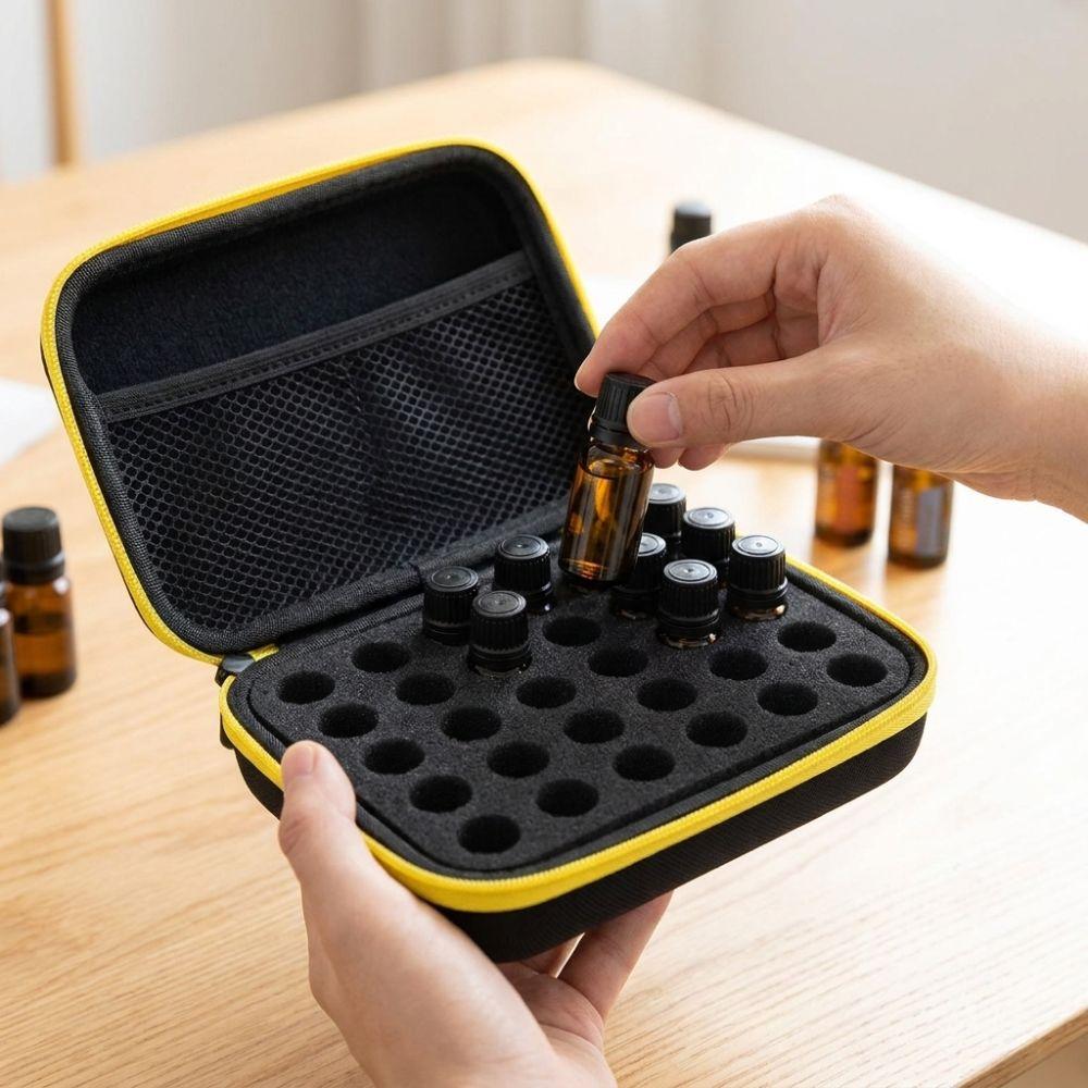 30 Slots 1-3 ML Insulin Vial Storage Case Waterproof Wear-resistant Essential Oils Carrying Box Shockproof Zippers Closure