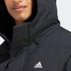 Adidas Regular Daily 600 Puffy Letter Logo Print Long Sleeve Hooded Down Jacket Men Outerwear Black IZ4883