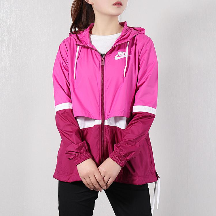 Nike Color Block Hooded Sports Jacket Women jackets Purple Red CZ1918-623