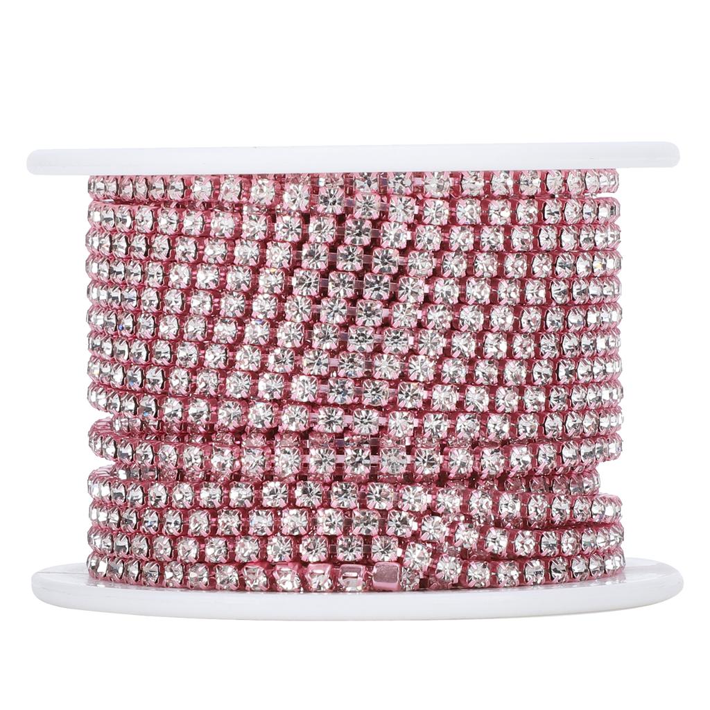SS8‑2.5mm 10 Yard Artificial Diamond Chain DIY Home Craft Wedding Decoration ChainPink