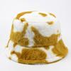 CNTANG New 2024 Women Bucket Hat Autumn And Winter Warm Cow Print Plush Fashion Panama Casual Hats For Ladies Fisherman Caps