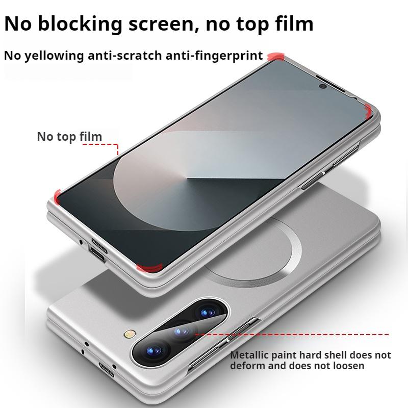 For Magsafe Metal Paint Plating Magnetic Frosted Case For Samsung Z Fold 7 6 5 4 3 ZFlip 7 6 5 4 3 Wireless Charge Slim PC Cover