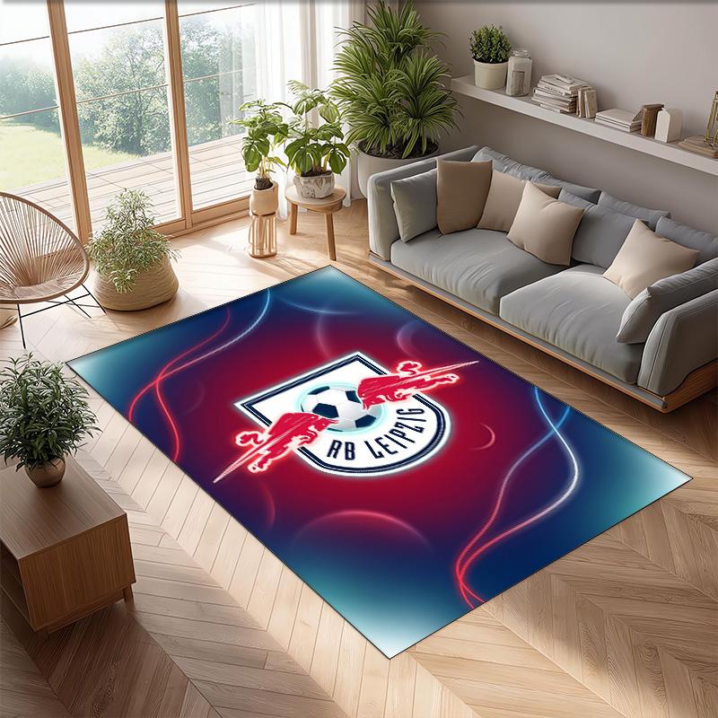 RB Leipzig Football Print Crystal Velvet Rug, Comfortable Water Absorbent Non Slip Indoor Floor Carpet