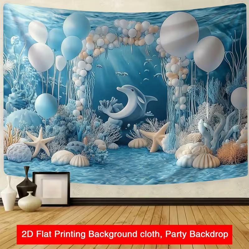 2D Underwater Dolphin Backdrop Kids Birthday Party Photography Background