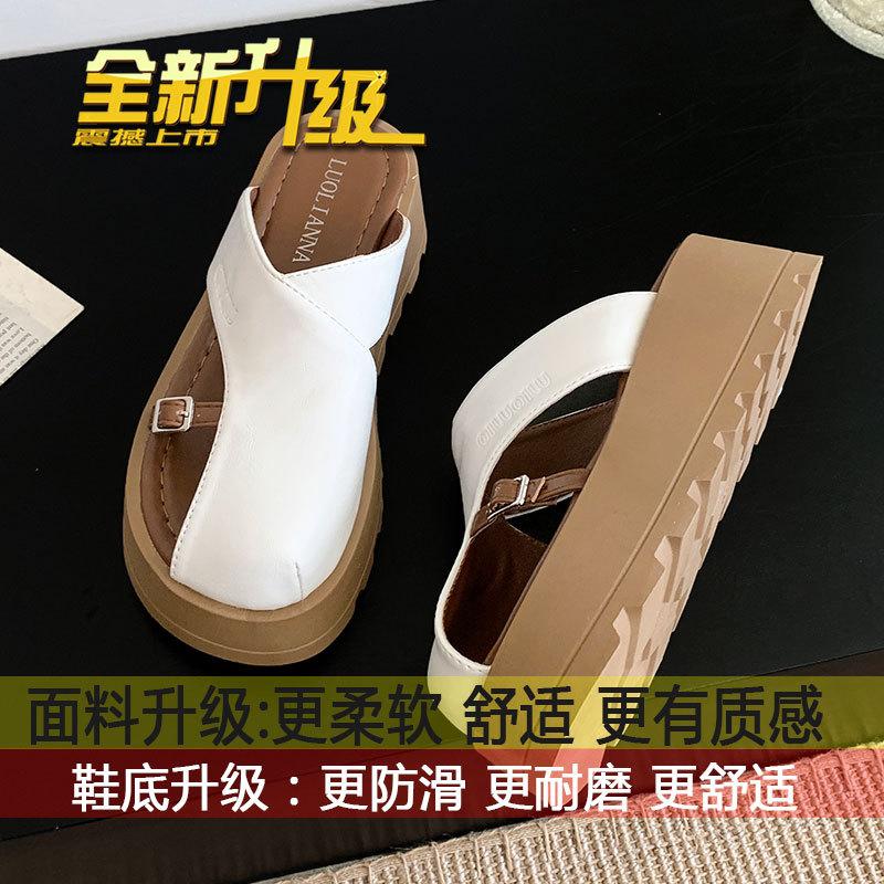 Retro fashion muffin thick bottom comfortable versatile lazy sandals women's outer wear 2025 spring and summer new bag head half slippers