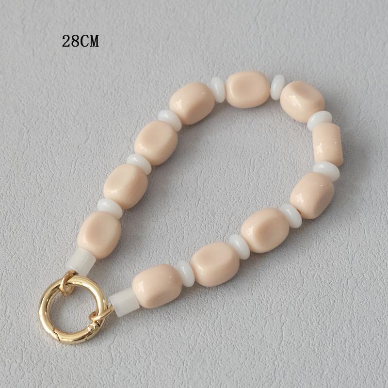 New Phone Accessory Wooden Chain Candy Beaded Luxury Phone Case Chains Acrylic Handle Lanyard Cell Mobile Patch Charm Strap