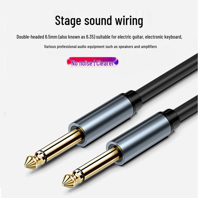 6.35mm To 6.5mm Male-to-Male Audio Cable for Amplifiers, Speakers, Laptops, and Microphones