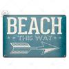 Beach Tin Sign Plaque Metal Vintage Summer Metal Wall Sign Beach Decor for Beach Bar Beach House Seaside Decorative Plate