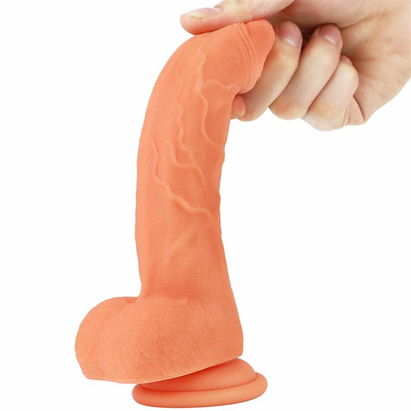 Female Silicone Dildo Double Layer Soft Masturbator Foreskin Sucker Dildo