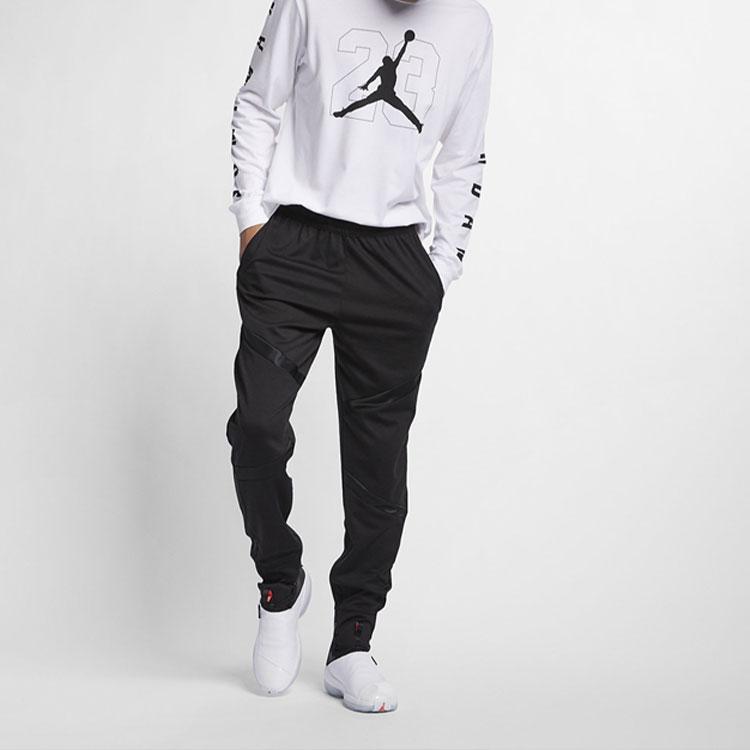 Jordan Solid Color Simple Logo Cuffed Knit Sports Pants Men Bottoms Black AJ1127-010