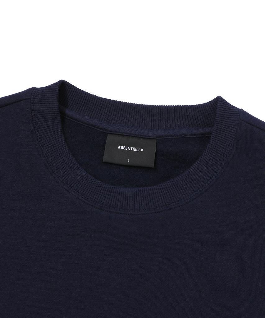 BEENTRILL Essential Hashtag Logo Fleece-Lined Sweatshirt (Navy)