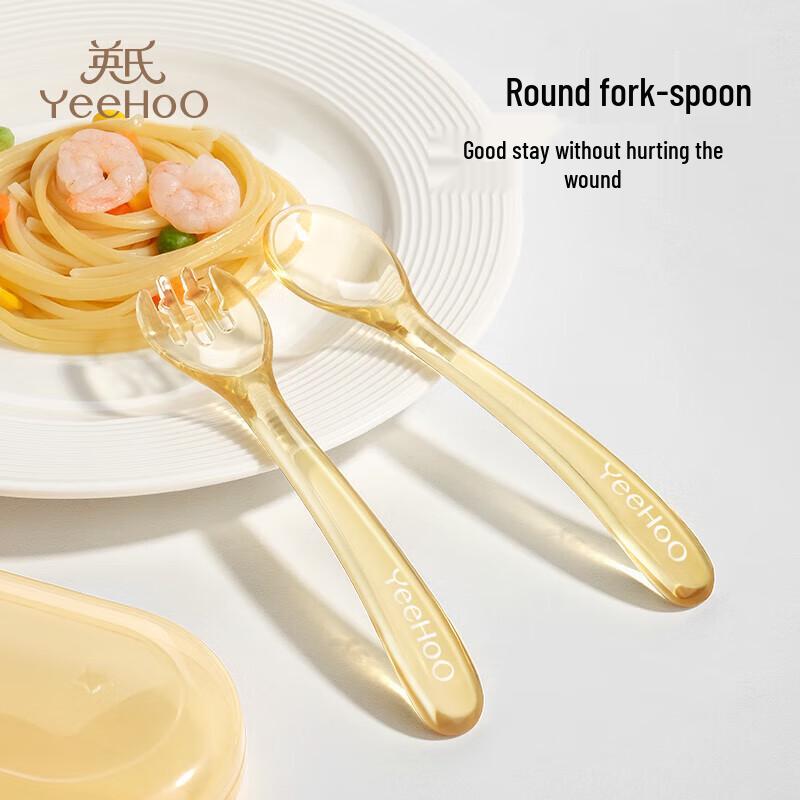 YEEHOO PPSU Baby Feeding Training Fork and Spoon Set