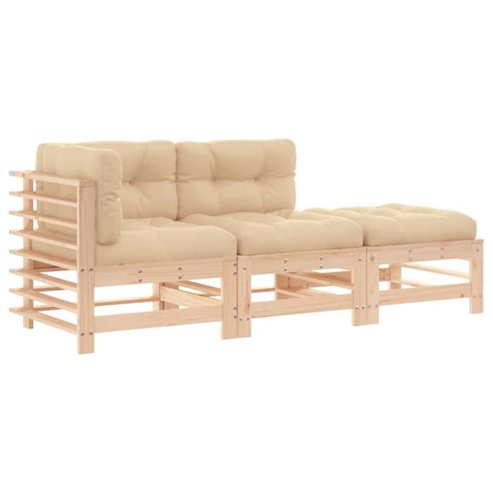 VidaXL Garden Lounge Set 3 Pcs with Cushions Solid Wood 3186032