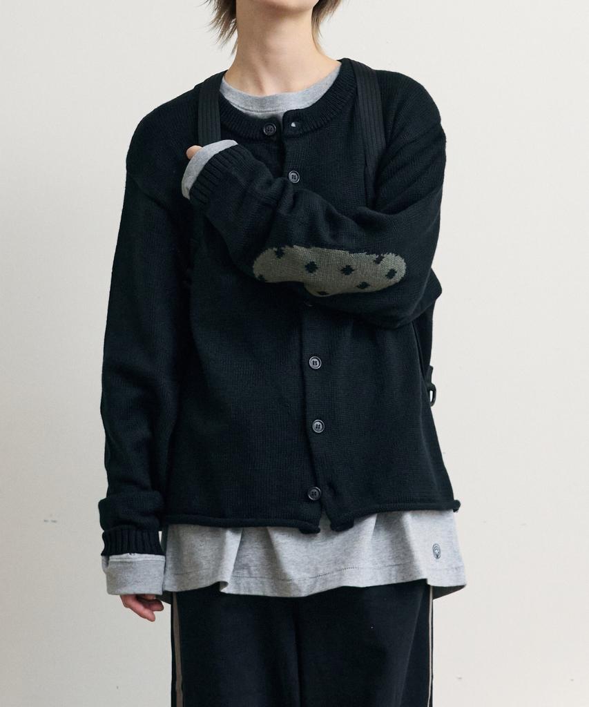 Iseuteuseobiseusyab Elbow Dot Knit Cardigan - Black