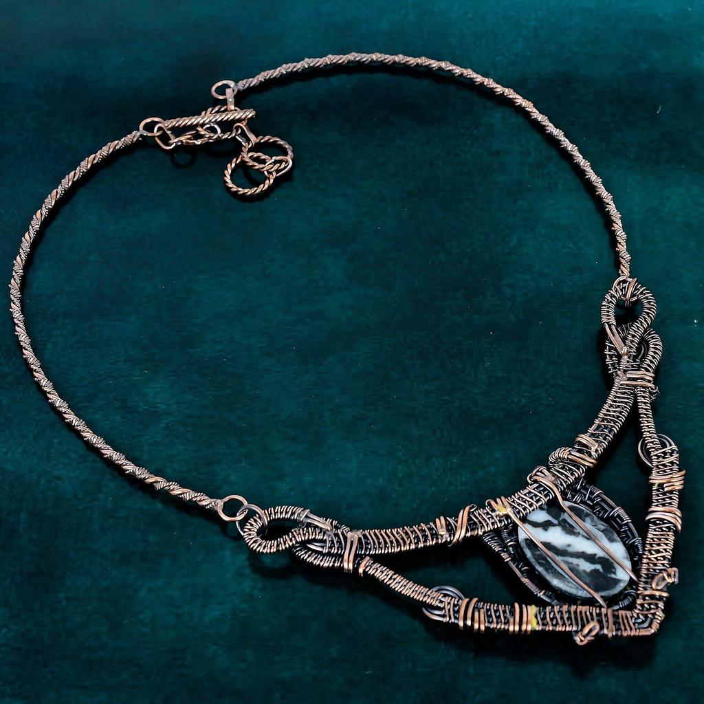 White Buffalo Turquoise Necklace Copper Wire Wrapped Jewelry Handmade Elegant Gemstone Necklace Natural Copper Wire Jewelry Wonderful Gift