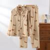 2026 Spring and Autumn New Couple's Pajama Set 100% Cotton Gauze Women's Long Sleeve Two Piece Set Thin Home Clothing