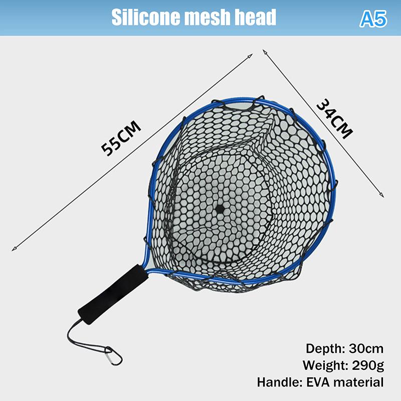Portable Fishing Nets Ultralight Aluminum Alloy Silicone Wear Resistance Mesh Hand Dip Casting Landing Net For Fly Fishing