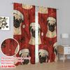 2 Stück, 2D-Flachdruck Vorhang Beliebter Mops Baum Vielseitiger Polyesterstoff (ohne Stange) Feiertagsgebrauch für Wohnzimmer, Schlafzimmer,