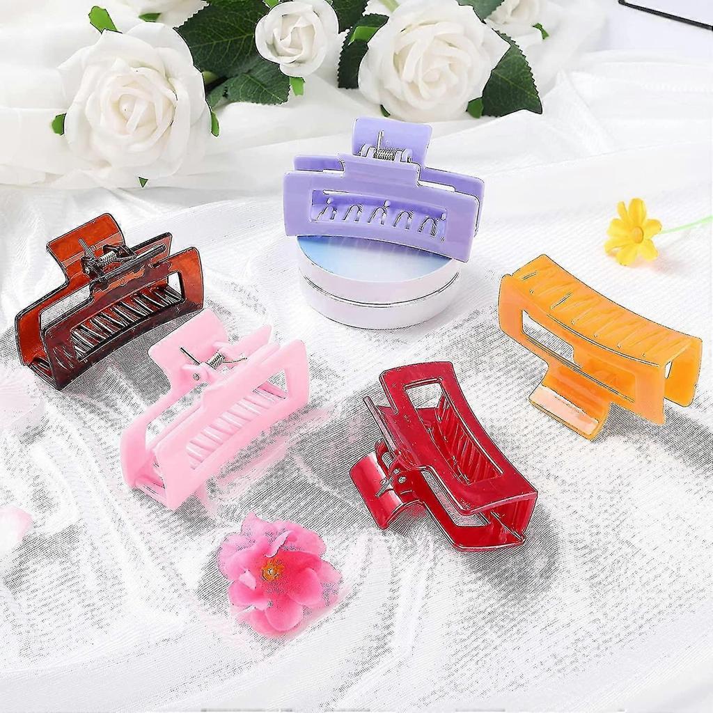 15 Pack Stylish Rectangle Hair Claw Clips - Elegant Non-Slip Hair Clamps in Vibrant Colors for Any Occasion